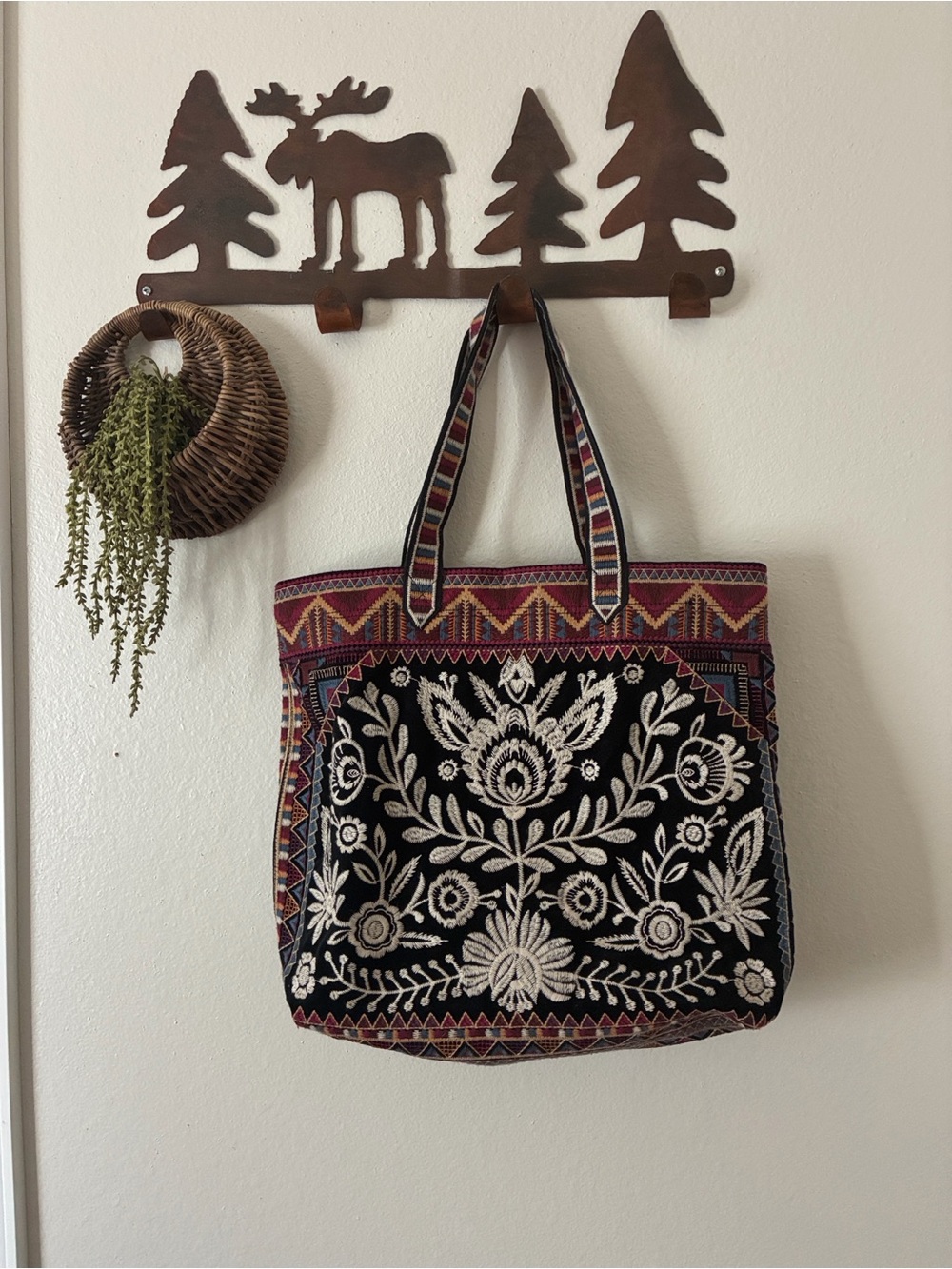 Johnny Was Embroidered Floral Tote Bag